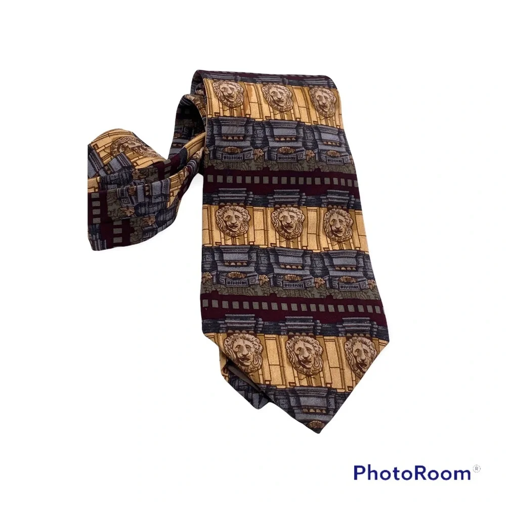 STONE‎ LIONS UNICEF MENS TIE BROWN BLUE GRAY